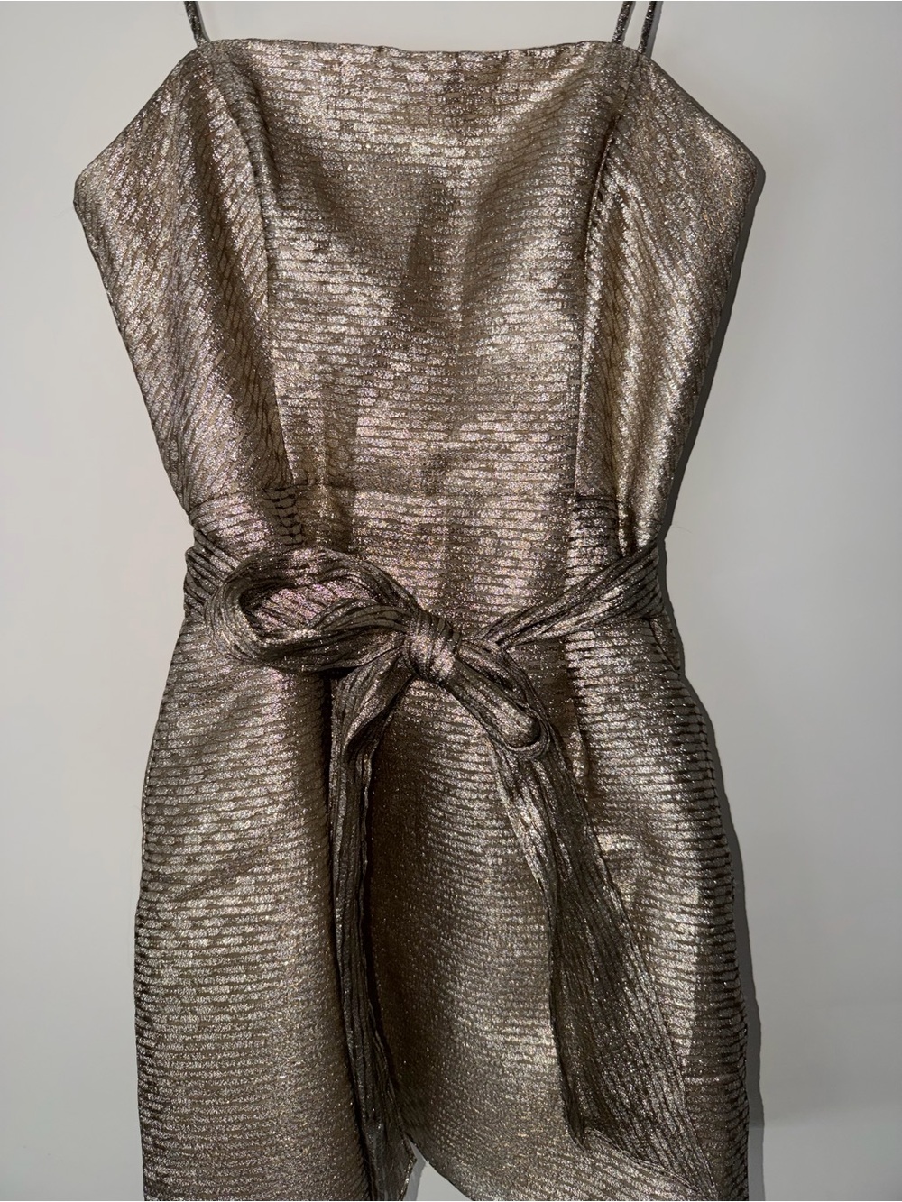 NWT Shoshanna Shimmery Metallic Gold mini prom graduation dress 10 - Picture 5 of 14
